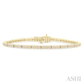 1 ctw Double Row Round Cut Diamond Bar Link Tennis Bracelet in 10K Yellow Gold
